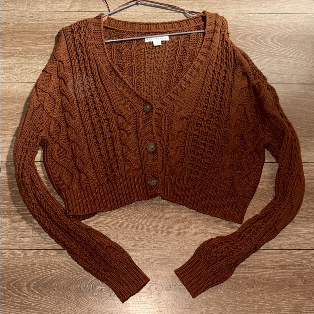 Aeropostale Rust Cable Knit Cardigan